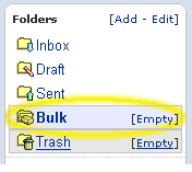 yahoo bulk folder